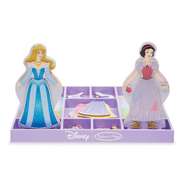 Melissa &amp; Doug Disney Sleeping Beauty and Snow White Magnetic Dress-Up Wooden Doll Pretend Play Set (40+ pcs)