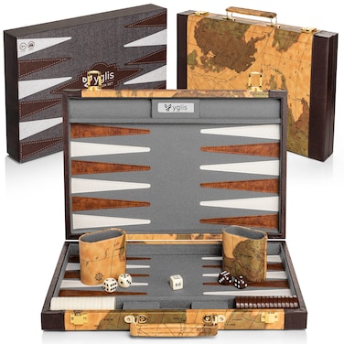 Yglis 18" Large Backgammon Sets for Adults - Premium Faux Leather Case, Quality Felt Interior, Covered Hinges, Strategy &amp; Instruction Guide