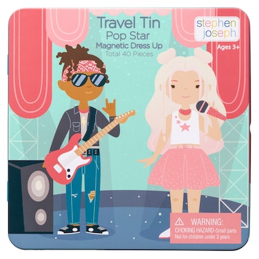 Stephen Joseph, Magnetic Dress Up Dolls 40 PC Play Set &ndash; Screen-Free Pretend Play Magnetic Case, Ideal for Ages 3+ &ndash; Travel Game for Kids, Magnetic On The Go Activity Set, Pop Star