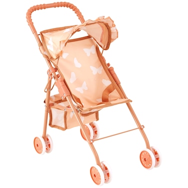My First Baby Doll Stroller for Toddlers 3 Year Old Girls, Little Kids   Folding Baby Stroller for Dolls, Toy Stroller for Baby Dolls with Bottom Storage Basket, Foldable Frame, Canopy, Seatbelt