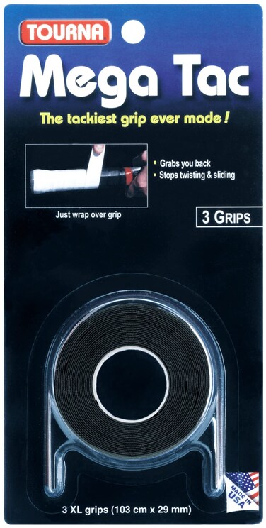 Mega Tac Bat Grip Extra Tacky .44mm Thin Wrap - 2 grips, Charcoal