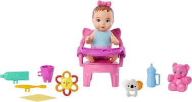 Barbie Skipper Babysitters Inc Baby Small Doll &amp; Accessories, First Tooth Playset with Appearing &amp; Disappearing Tooth