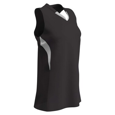 Champro Decoy Softball V-Neck Racer Back, Women's Medium, Black,White