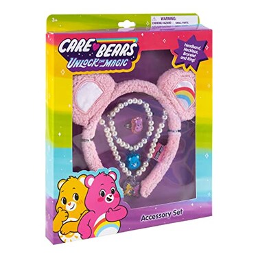 Care Bears Headbands and Jewelry Set for Girls - Headband, Necklace, Bracelet and Ring in Giftable Box for Dress Up Play - Ages 3+