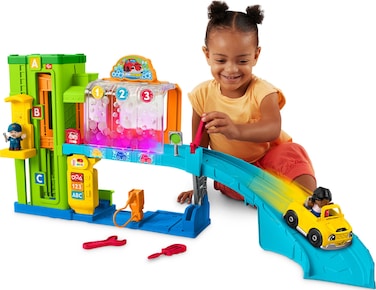 Fisher-Price Little People Toddler Toy Light-Up Learning Garage Playset with Smart Stages, Car &amp; Ramp for Pretend Play Kids Ages 1+ Years