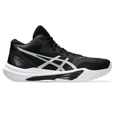 ASICS Men's Sky Elite FlyteFoam Mid Top 3 Volleyball Shoes, 13, Black/Pure Silver