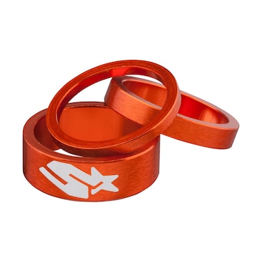 Spank Spacer Kit (Orange, 3/6/12mm) Bike Headsets &amp; Accessories, Bike Headset Spacer, Bicycle Headset Spacer for 1 &amp; 1/8 Inch Stem, Aluminium Alloy Bike Stem Spacers for MTB BMX Mountain Road Bikes
