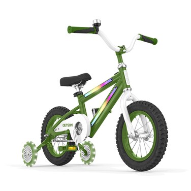 Jetson Light Rider 12" Wheel Light-Up Bike   LED Light-Up Frame   3 Different Light Modes   Lights Cycle Through 7 Adjustable Seat Height   Kinetic Light-Up Training Wheels  Ages 3+