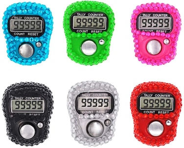 ROYAL WIND Finger Counter -6-Pack Case-Islamic Tasbih Bead- 5 Digital LED Electronic Handheld Tally Counter Clicker with Case Mechanical Manual Clicker Number Lap Tracker Counter