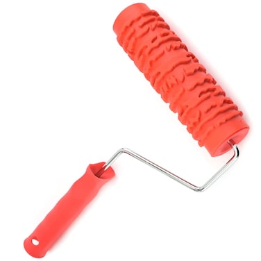 Utoolmart 7" Home Wall Rubber Paint Roller 175mm Wooden Grain Painting Roller with Plastic Handle 1Pcs