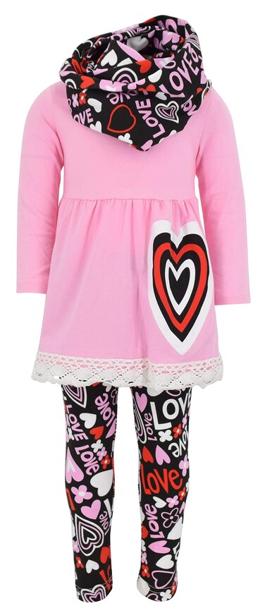 Unique Baby Girls Valentine's Day Outfit Layered Heart Crotchet (4T/M, Pink)