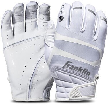 Franklin Sports Hi-Tack Premium Football Receiver Gloves - White - Adult Medium