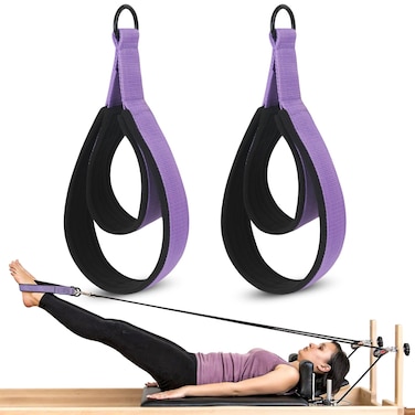 NVAAV 2PCS Pilates Double Loop Straps for Reformer Feet - Fitness and Yoga Equipment - D-Ring Exercise Straps for Gym and Home Workouts