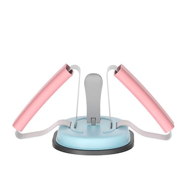 Hosoncovy Foldable Suction Cup Sit Up Assistant Device with Lock Household Fitness Equipment Muscle Building Training Tool Portable Home Exercise Sit-Up (Pink and Blue)