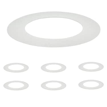 6 Pack White Goof Trim Ring for 4" Inch Recess Can Light, 6.2" Inch Outside Diameter, Textured or Gloss Finish, Paintable, Durable