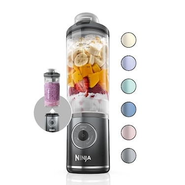 Ninja Blast Max, Portable Blender + Twist &amp; Go, Personal Blender, Ninja Blender, Smoothie, Blend, Ice Crush, 3 Programs, Cordless, 22 oz removable Vessel, Dishwasher Safe, Leakproof, Grey, BC251GY