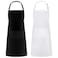 Syntus 2 Pack Adjustable Bib Apron Thicker Version Waterdrop Resistant with 2 Pockets Cooking Kitchen Aprons for Women Men Chef, White &amp; Black