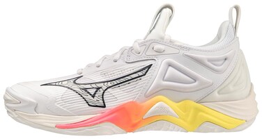 Mizuno Wave Momentum 3 Women's Volleyball Shoe, SNW Wht-High-Vs Pnk, 8