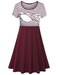 connche Nursing Dresses,Women's Breastfeeding Mother Mid Length Post Partum Tunic Patchwork Dresses for Pregnancy Red White M