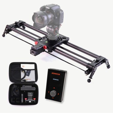 KONOVA Motorized Slider P1 Series Carbon Slider Dolly with S2 for Parallax Panorama Shot Live Motion and Timelapse Supports Camera, Mobile Phone, DSLR, Mirrorless with Bag (60cm (23.6 inch))