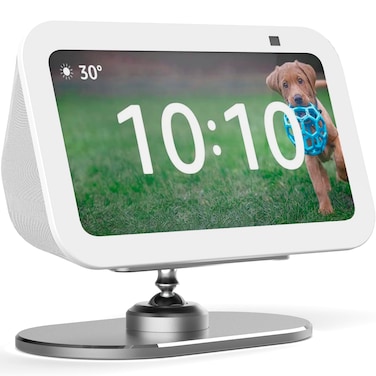 Smart Display Stand for Echo Show 5 (3rd Gen)   Aluminum Adjustable Base Stand with Quick and Secure Magnetic Attachment Compatible with Echo 5(1st/2nd/3rd Gen) &amp; iPhone 13/14, Swivel and Tilt (White)