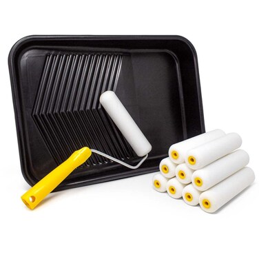 Foampro 6&rdquo; Fine Finish Paint Roller Kit   1 Plastic Paint Tray, 1 Roller Handle, 10 Foam Rollers   Foam Roller Kit w/Roller Pan   Home Painting Supplies &amp; Paint Tools, Multicolor, 175 (175KIT)