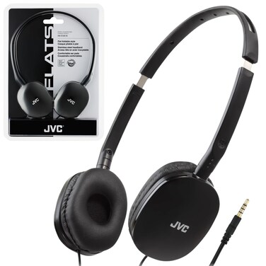 JVC Flats On-Ear Wired Headphones - Flat Foldable Design - 30mm Driver for Powerful Sound - Soft Ear-Pads for Comfort &ndash; Steel Headband - Lightweight &amp; Portable - PC/Laptop/Gaming - 3.5mm Slim Plug
