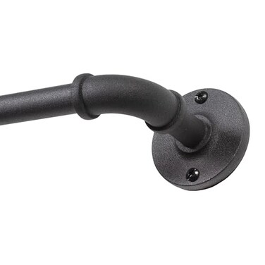 Kenney Adler Indoor/Outdoor Black Curtain Rod, Adjustable Curtain Rod for Windows 28 to 48 Inches, Outdoor Curtain Rod for Patio, Textured Pipe Industrial Curtain Rod