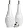 HOMBENE Porcelain Oil and Vinegar Dispenser Set, 11 oz Olive Oil Dispenser Bottle for Kitchen, Ceramic Cooking Oil Container, Oil Cruet w/Funnel, Dripless Spout, 300ml, 2 Pack