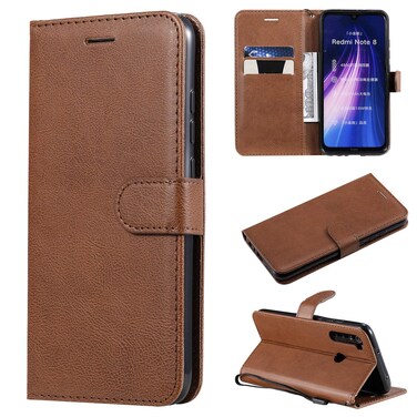 ZYZXCS Xiaomi Redmi Note 8 Wallet Phone Case, [Stand Feature] Kickstand PU Leather Flip Phone Shell, ID&amp;Credit Cards Pocket Feature Shockproof Anti-Fall + Lanyard Cover for Redmi Note8 Brown