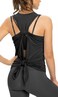 Sanutch High Neck Workout Tops for Women Backless Yoga Tops Muscle Tank for Women Black L