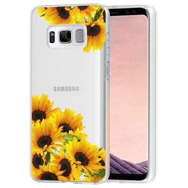 Tothedu Phone Case for Galaxy S8 Plus, Samsung S8 Plus Case for Girls Women, Clear Slim Shockproof Pattern Soft Flexible TPU Back Phone Protective Cover Cases for Samsung Galaxy S8 Plus (Sunflower)