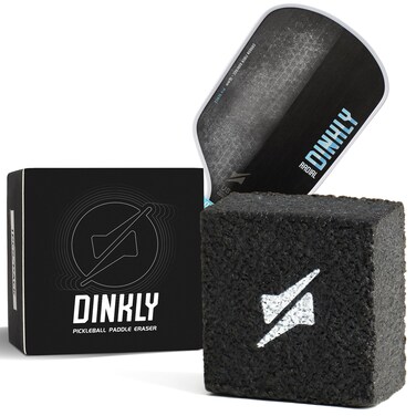 Dinkly Pickleball Paddle Eraser, Carbon Fiber Pickle Ball Racket Cleaner, Fast &amp; Easy Rubber Bar to Remove Ball Residue, Dirt &amp; Scratches (Black 1pcs)