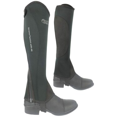 AK Neoprene Curved Zip Half Chaps AKRS-1828 (4XL, Black/Grey)