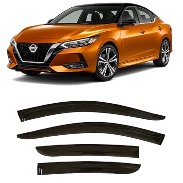 2020-2025 Tape-On Side Window Visor Deflectors for Nissan Sentra S SV SR Dark Tinted Rain Guards 2021 2022 2023 2024