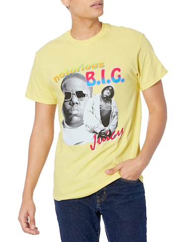 The Notorious B.I.G Men's Juicy Sunglasses T-Shirt, Yellow, Small