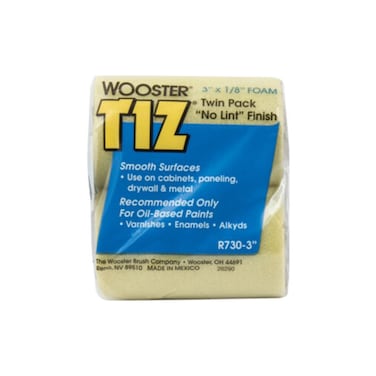 Wooster Brush R730-3 Tiz Foam Roller Cover, 1/8-Inch Nap, 2-Pack, 3-Inch