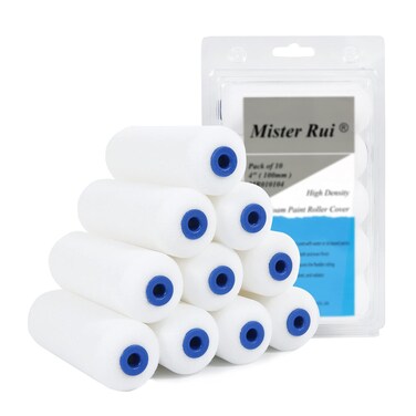 Mister Rui Foam Paint Roller, 10 Pack 4 Inch Small Paint Roller Covers, High Density Foam Paint Roller, Mini Rollers for Painting Walls, Cabinets, Cupboards, Doors