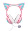 Axent Wear New Edition Wireless Cat Ear Headphones (12 Color Changing) 3.5mm Jack, Bluetooth&amp;Wired Connection (Pink)