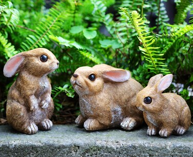 LEGIFO Bunny Decor Yard Decorations Outdoor Set of 3, Bunny Decorations for Home Garden Outdoor Statues, Easter Rabbit Figurines mom Gifts