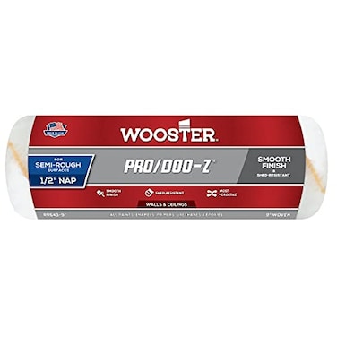 WOOSTER BRUSH RR643-9 Pro/Doo-Z Shed Resistant Paint Roller, 1/2 in Nap, 9 in L, Woven Fabric Cover, 9 Inch