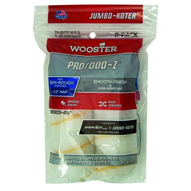 WOOSTER BRUSH RR303-4 Pro/Doo-Z Jumbo-Koter Shed Resistant Paint Roller Cover, 1/2 in Nap, 4-1/2 in L, 3/4 in, 4.5 Inch