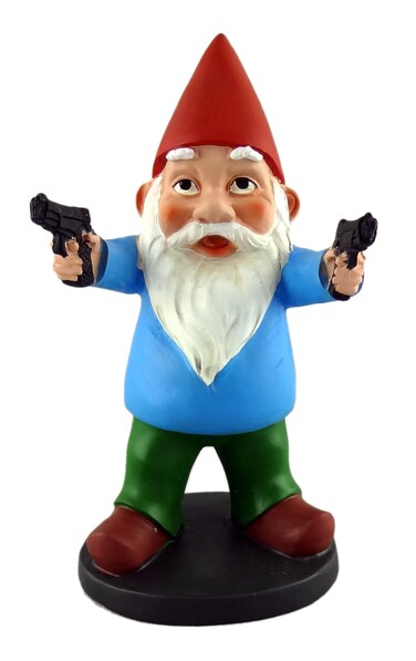 Funny Guy Mugs Garden Gnome with Gun Statue - Combat Gnome with Guns - Indoor/Outdoor Garden Gnome Sculpture for Patio, Yard or Lawn - Military Gnome - Gifts for Gun Enthusiasts
