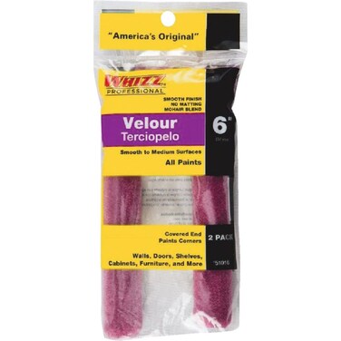 Work Tools International Work Tools 51016 6-Inch Whizz Paint Roller Cover, Velour Fine Finish, 2-Pack, 2 Count