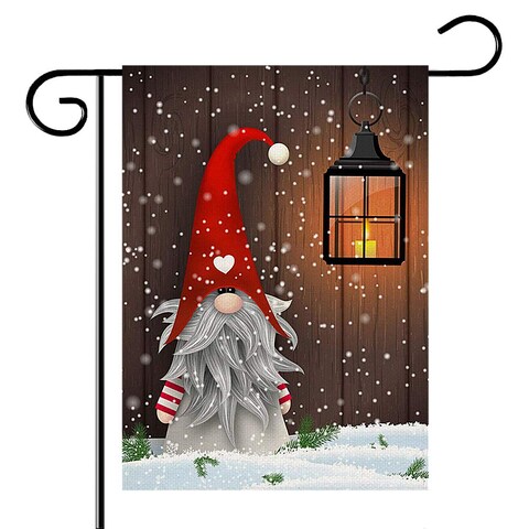 ORIY Christmas Gnome Garden Flag,Double-Sided Home Rustic Winter Garden Yard Decorations,New Year Vintage Seasonal Outdoor Flag 12 x 18inches for Holiday,Purple