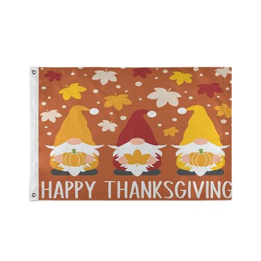 Autumn Gnomes Thanksgiving Flag 3x5 Feet with Brass Grommet Wind Side Double Stitch, Fall Banner Flag Breeze Decorations for Indoor Outdoor Home Garden Flag Boat