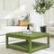 Homebeez Large Square Storage Ottoman Button Tufted Coffee Table Footstool Footrest, Velvet Bench for Living Room Bedroom, Green