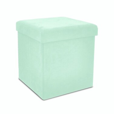 Urban Lifestyle Collapsible Canvas Storage Ottoman with Lid,Mint,15"x15