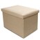 DAYARD Linen Fabric Storage Ottoman Foot Stool, Foldable Storage Bench for Bedroom, Living Room, Creamy