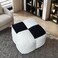 Louis Donn&eacute; Square Compressed Ottoman Pouf, Fuzzy Foot Rest Stool Ottoman Cube Super Soft Tedy Fabric Upholstered Tufted Ottoman Stool for Couch Home Decorations (Black and White)